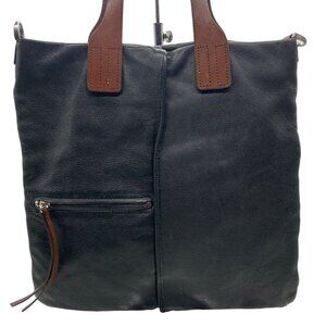 Christopher Kon Black Leather Shoulder Bag Tote Handbag Purse Office Work